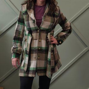 Daytrip Trench Coat - Green and Brown, Size M